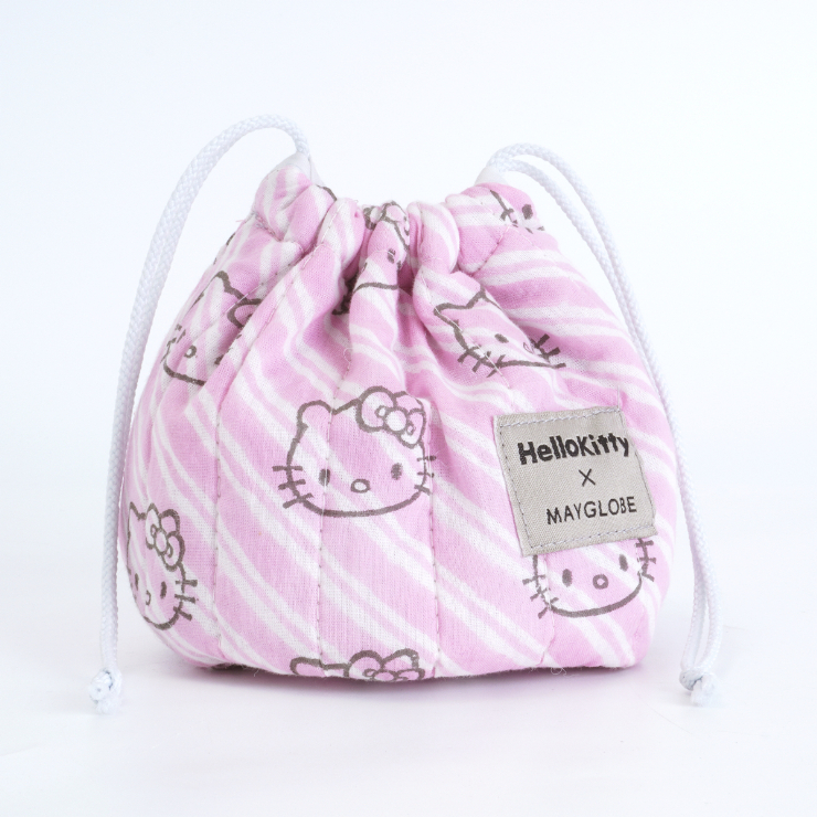 HelloKitty ﾌﾞﾛｯｸﾌﾟﾘﾝﾄ ﾐﾆ巾着ﾎﾟｰﾁ mk24014 (上代: 3500円)