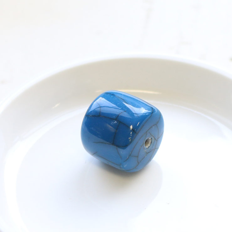 MAYGLOBE beads&craft レジンビーズ タワラ型 21×18mm  ブルー×ブラック 1個入(1セット) xr00605-001 （上代: 300円）