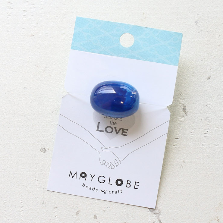 MAYGLOBE beads&craft レジンビーズ オーバル型 20×15mm  ブルー×ホワイト 1個入(1セット) xr03494-001 （上代: 270円）