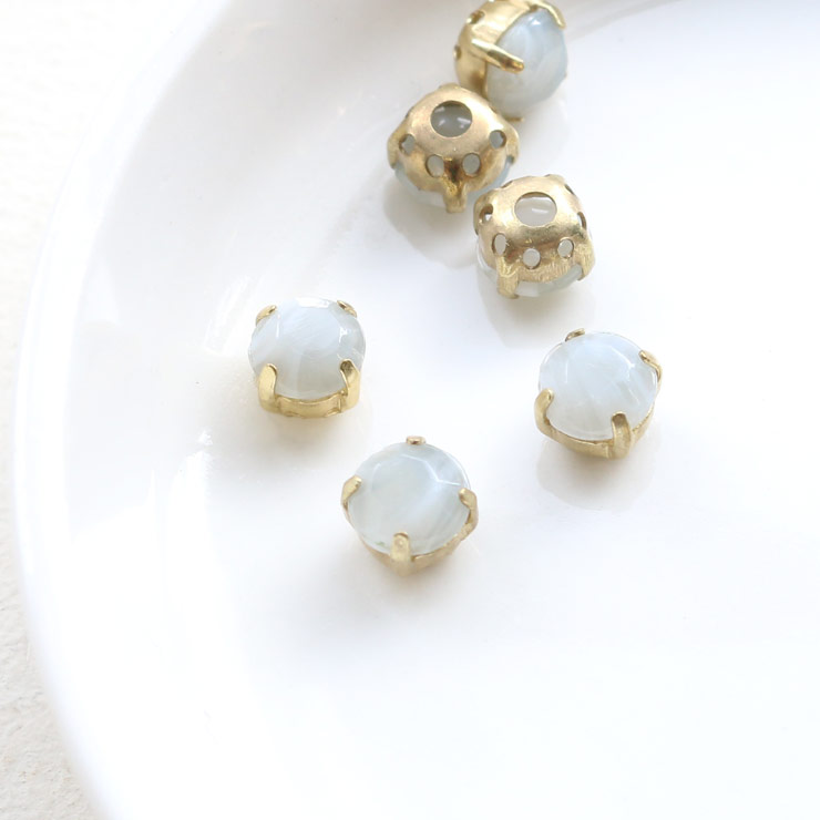 MAYGLOBE beads&craft Grass stone Round 6mm 4pcs White×Grey xs03353-004 （上代: 430円）