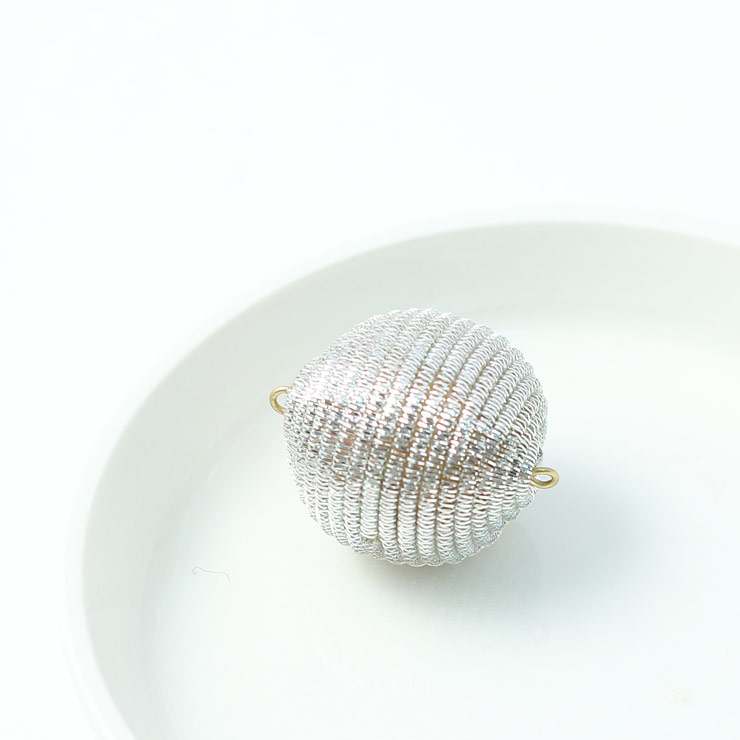 MAYGLOBE beads&craft Code wrapping ball Round 26mm 1pcs Silver xw01032-001 （上代: 620円）