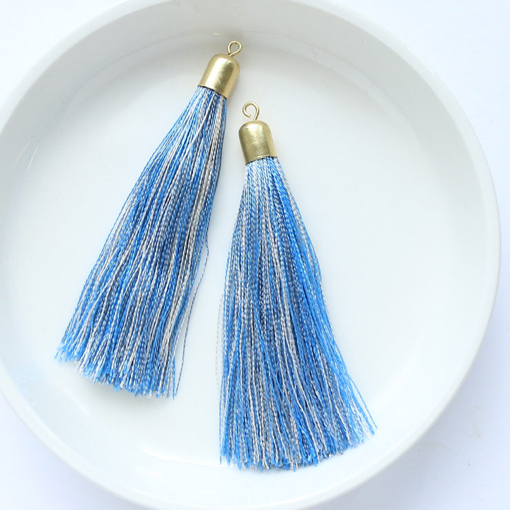 MAYGLOBE beads&craft Silk tassel 10×60mm 2pcs SkyBlue×White yf00386-002 （上代: 540円）