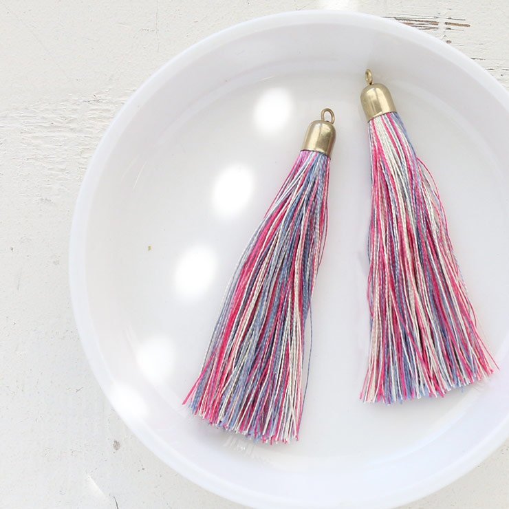 MAYGLOBE beads&craft Silk tassel 10×60mm 2pcs Pink×Lemon×OｆｆWhite yf00390-002 （上代: 540円）