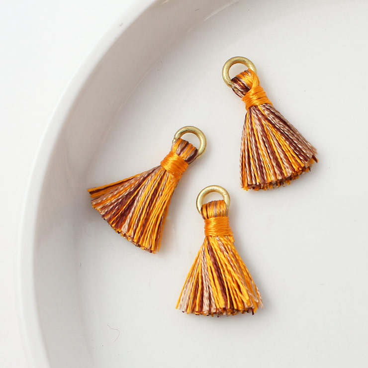 MAYGLOBE beads&craft Silk tassel 12×15mm 3pcs Orange×Green yf01057-003 （上代: 300円）