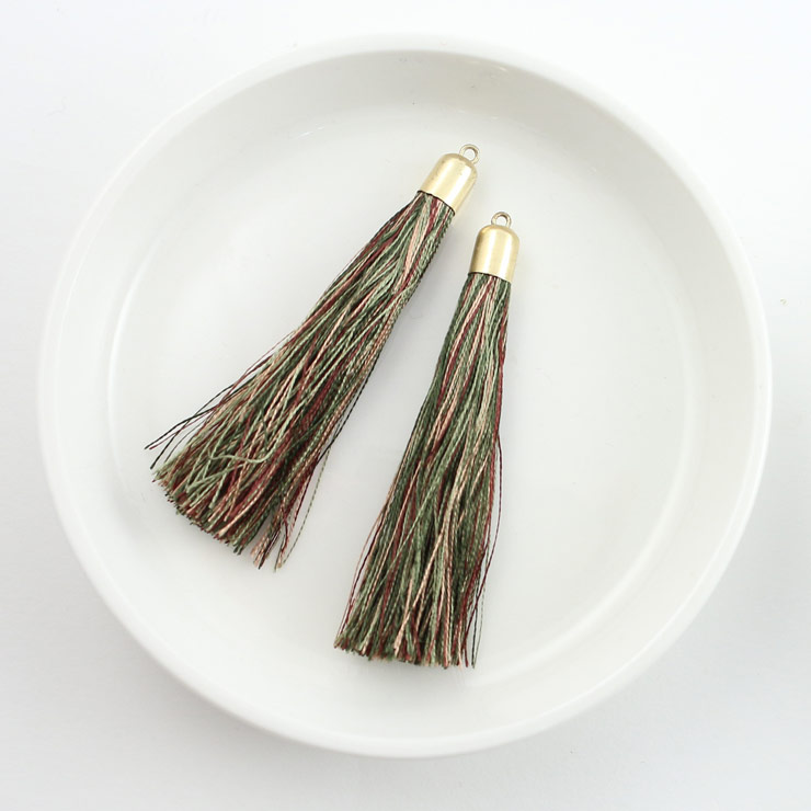 MAYGLOBE beads&craft Silk tassel 10×60mm 2pcs Olive×Brown yf01067-002 （上代: 540円）