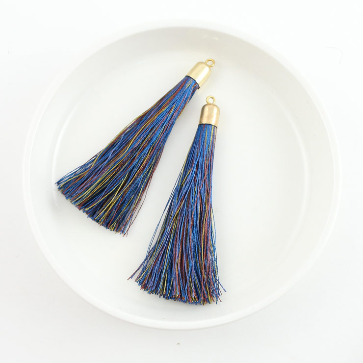MAYGLOBE beads&craft Silk tassel 10×60mm 2pcs Navy×Green yf01068-002 （上代: 540円）