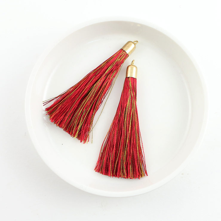 MAYGLOBE beads&craft Silk tassel 10×60mm 2pcs Red×Green yf01070-002 （上代: 540円）