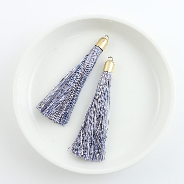MAYGLOBE beads&craft Silk tassel 10×60mm 2pcs Grey×SmokyBlue yf01081-002 （上代: 540円）
