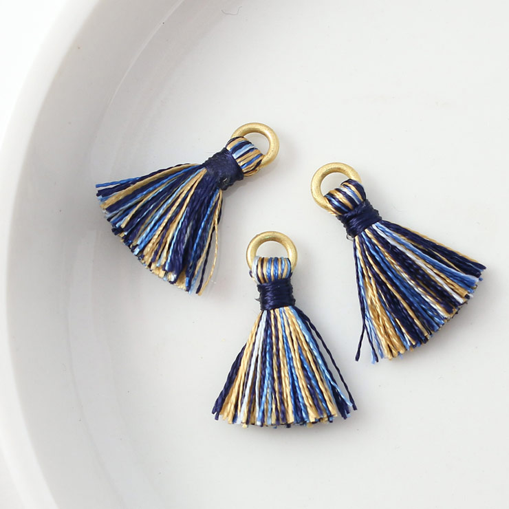 タッセル 12×15mm ネイビー×ベージュ【3個入×5セット入り】yf01219-003 （上代: 1500円）