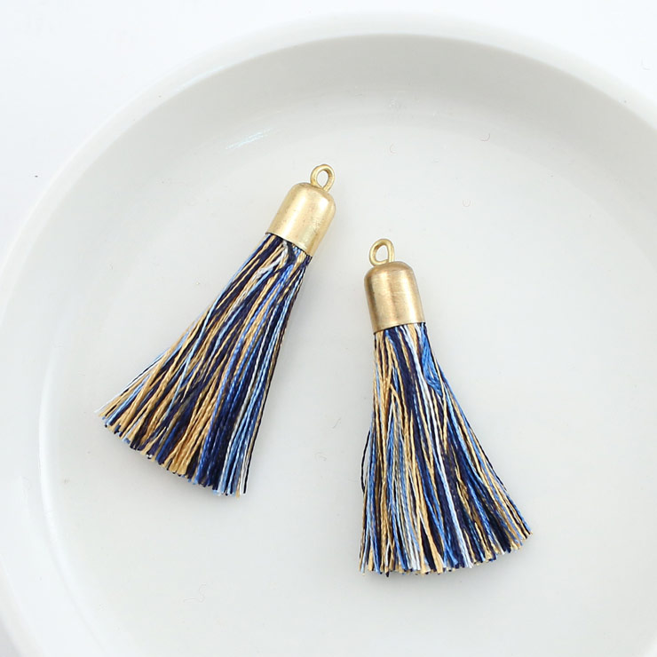 タッセル 10×35mm ネイビー×ベージュ【2個入×5セット入り】yf01220-002 （上代: 2200円）