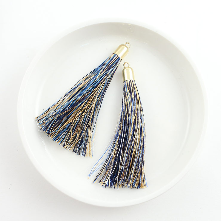 MAYGLOBE beads&craft Silk tassel 10×60mm 2pcs Navy×Beige yf01221-002 （上代: 540円）
