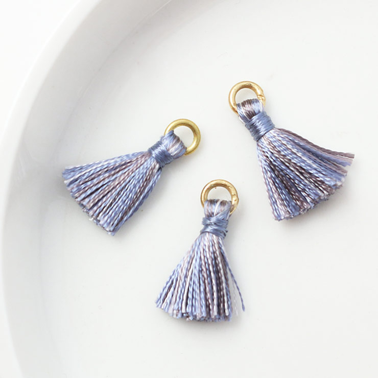 MAYGLOBE beads&craft Silk tassel 12×15mm 3pcs Grey×SmokyBlue yf03985-003 （上代: 300円）