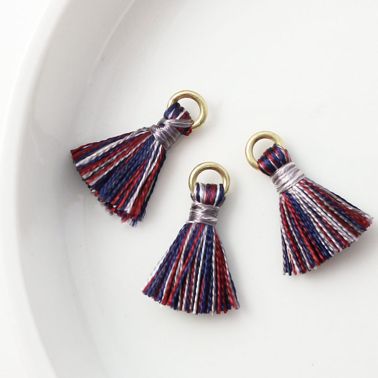 タッセル 12×15mm ボルドー×グレー【3個入×5セット入り】yf03986-003 （上代: 1500円）
